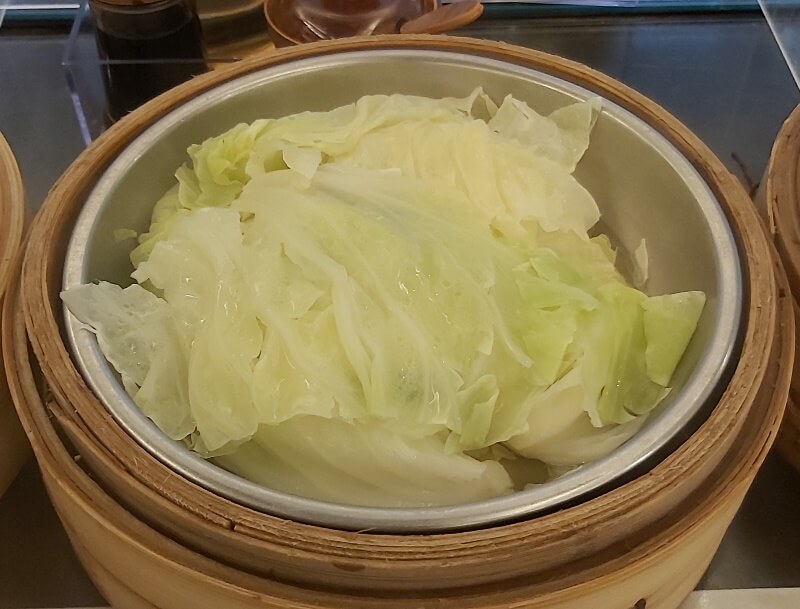 杭州小籠湯包的蒸高麗菜