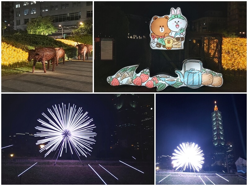 2023台灣燈會在台北的信義區熊大兔兔小農村與燦爛千陽