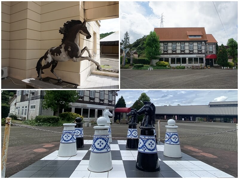 有田瓷器公園的大型西洋棋與歐式建築