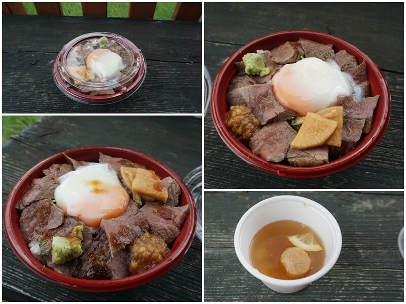 在田子山展望所旁邊未營業的咖啡廳吃IMAKIN食堂美味的赤牛丼