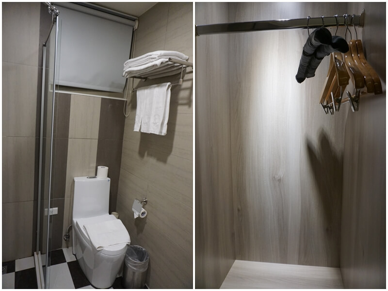 Hotel A 聖禾大飯店的雅緻三人房浴室與櫥櫃