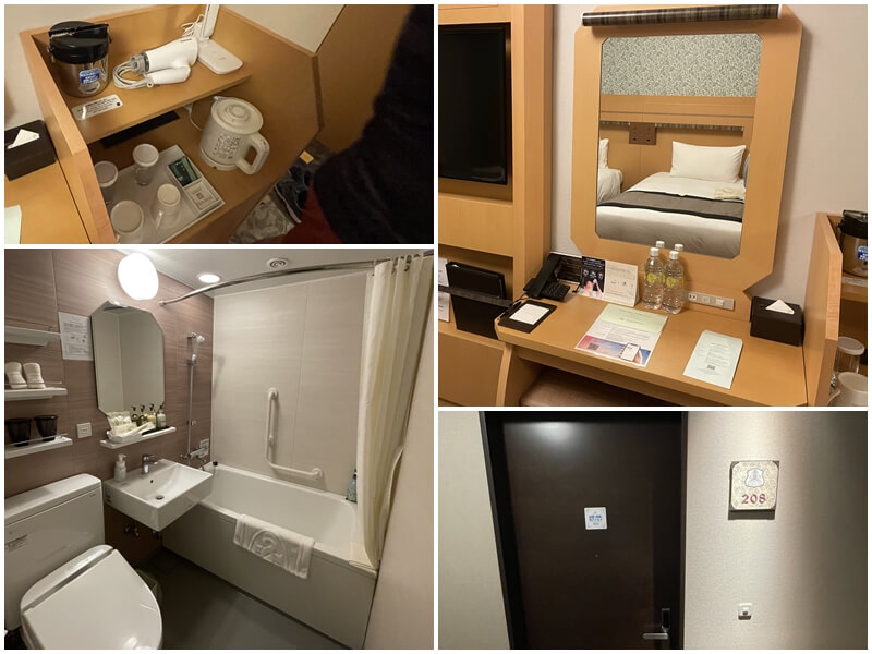 神戶蒙特利酒店的化妝台、浴室與門口
