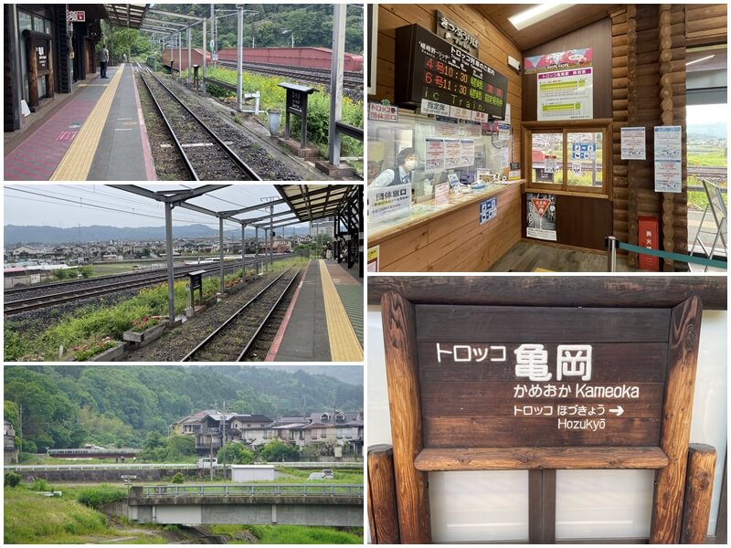 龜岡站裡面人太多，先到鐵道旁看看田野風景
