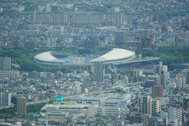 阿倍野海闊天空大廈遠眺長居陸上競技場（Yanmar Stadium長居）