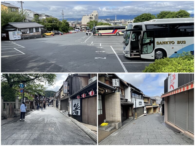 遊覽車停在清水寺下方停車場，要走路往上爬