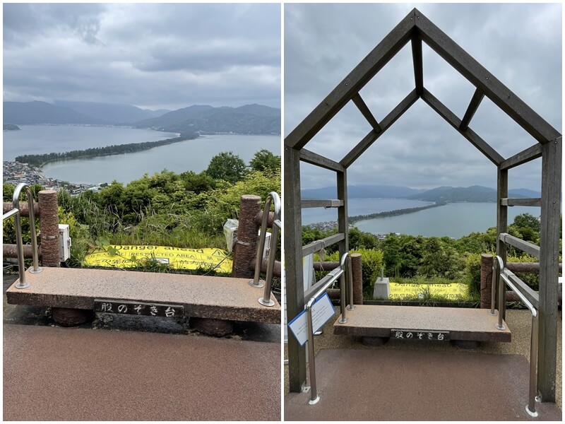 天橋立傘松公園上面有好幾個從跨下看的觀景台