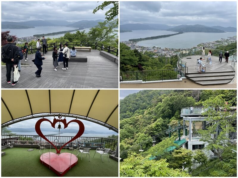 天橋立傘松公園從許願鐘可以看下方的觀景台與玻璃觀景台