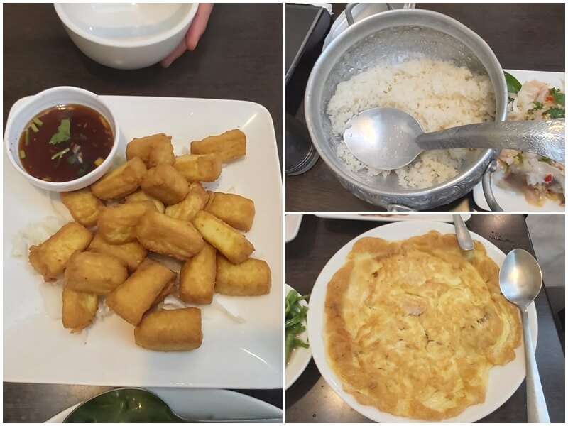 滇味小館的蝦仁烘蛋、椒麻炸豆腐與白飯