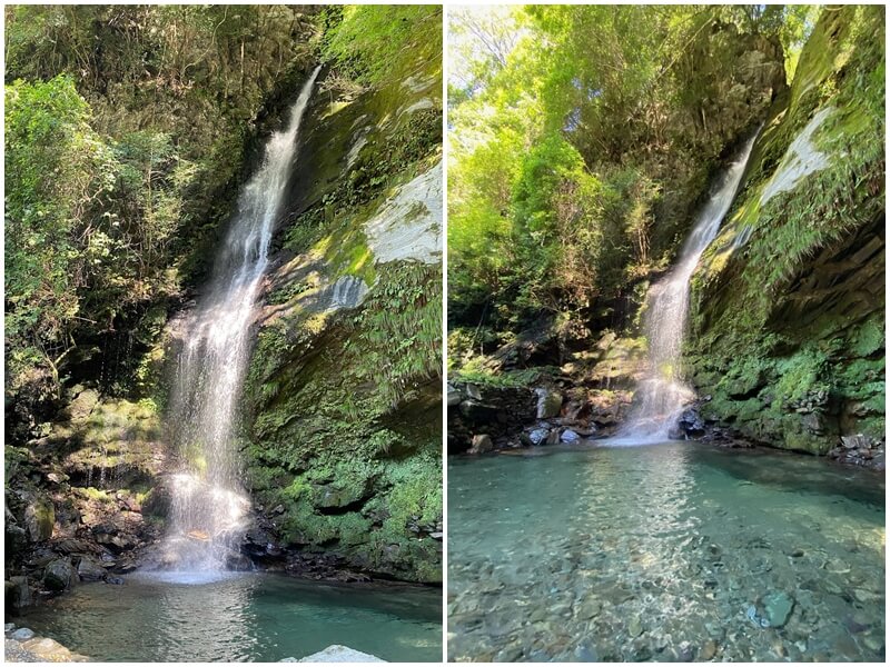 The water at Biwa Waterfall is very clear.