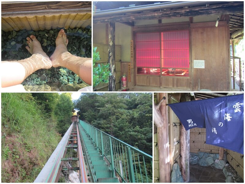 The cable car at Shin-Iya Onsen Kazurabashi Hotel takes guests to the hot springs.