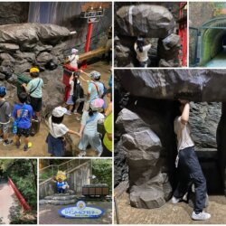 別子銅山觀光坑道的削岩機體驗