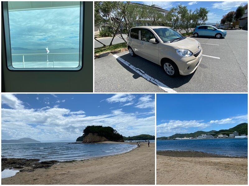 After disembarking, we drove to the parking lot of Shodoshima International Hotel