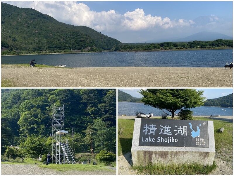 精進湖的標示與登高看台