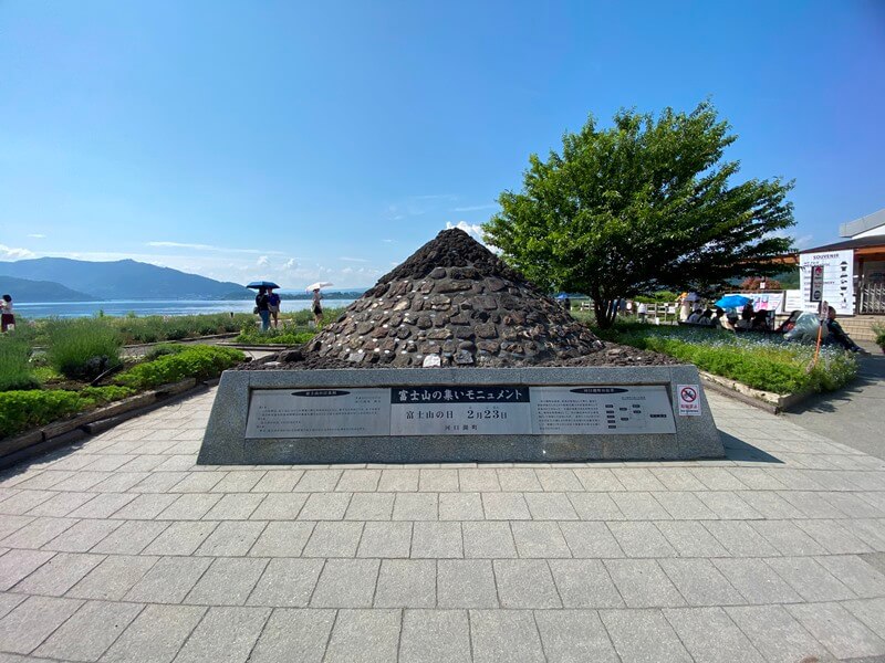 河口湖大石公園旁邊有個富士紀念碑