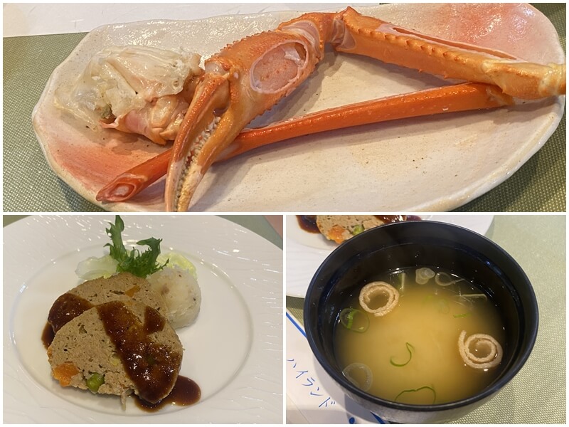 富良野高地酒店的晚餐有松葉蟹蟹腳