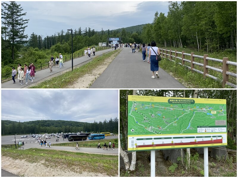 從青池的收費停車場往青池方向走