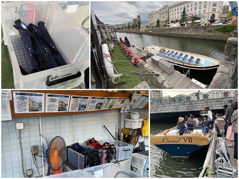 小樽運河遊覽船的裝備，上船前要穿救生衣