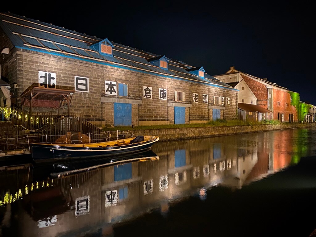 美麗的夜晚小樽運河