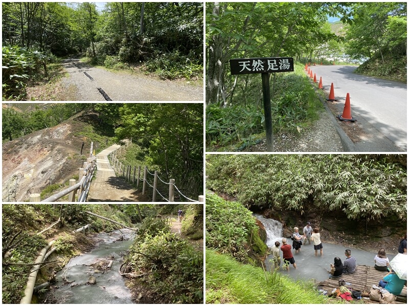 大湯沼川天然足湯的路標