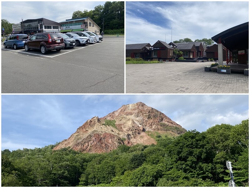 在有珠山停車場停好車看昭和新山