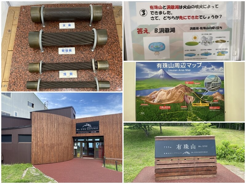 有珠山頂站的鋼繩與有珠山的地標