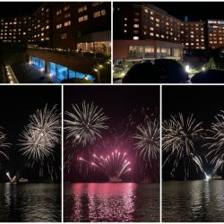 洞爺湖萬世閣湖畔露台飯店晚上看洞爺湖的煙火