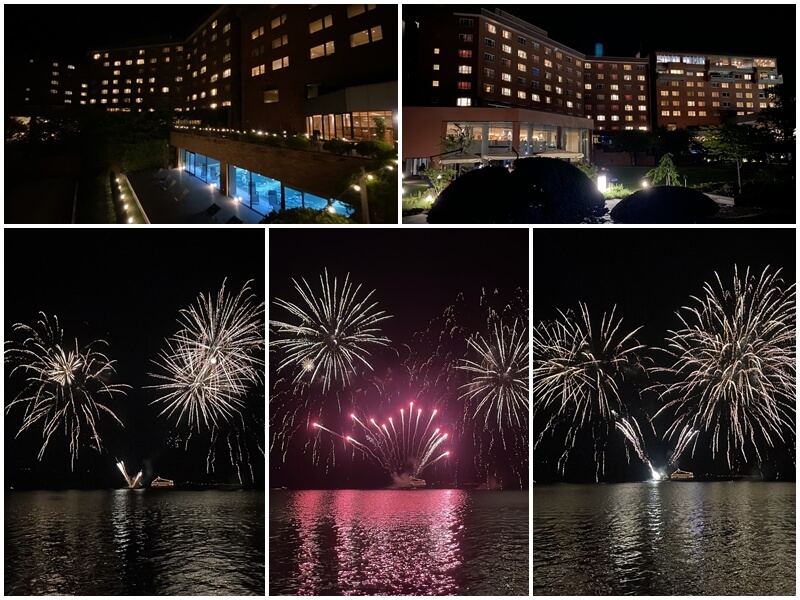 洞爺湖萬世閣湖畔露台飯店晚上看洞爺湖的煙火