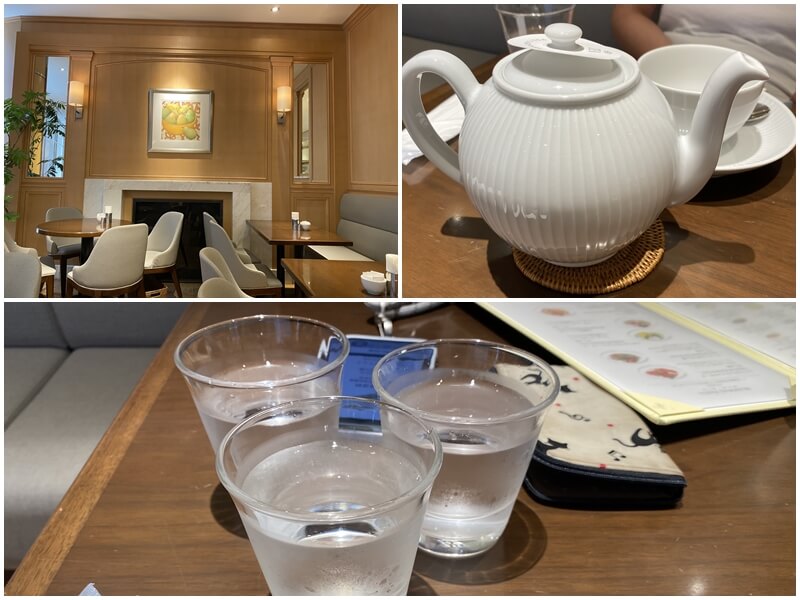 HARBS 上野店の店内と冷たいお水