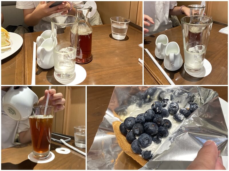 HARBS 上野店のアイスアップルティーとブルーベリーチーズタルト