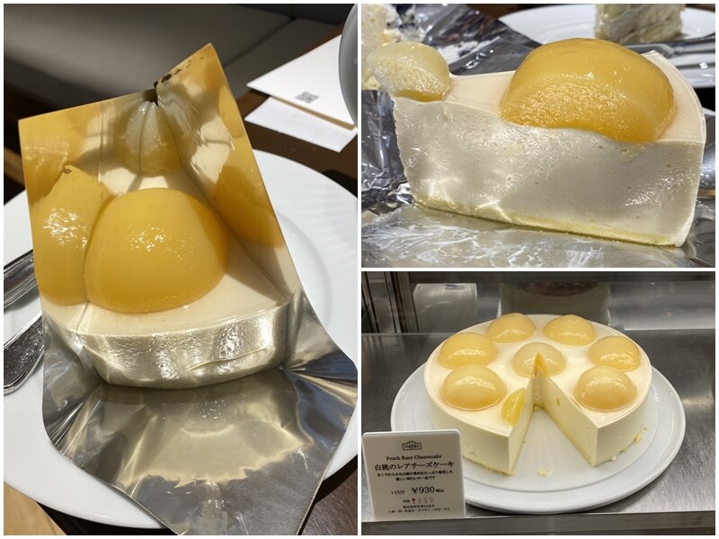HARBS 上野店の白桃の生チーズケーキ